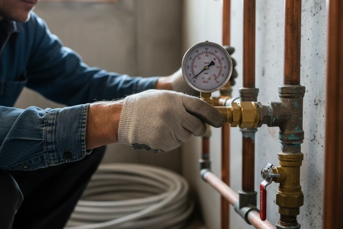 Pressure testing a repaired line during Water Line Repair in Dexter